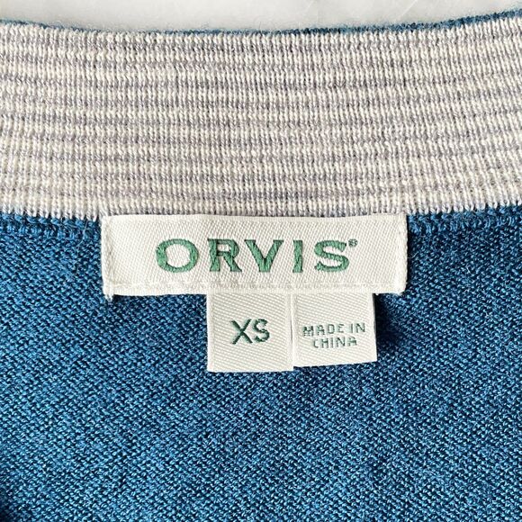 Orvis Teal Merino Wool V Neck Pullover Long Sleeve Sweater - Women's Size XS - Picture 6 of 8
